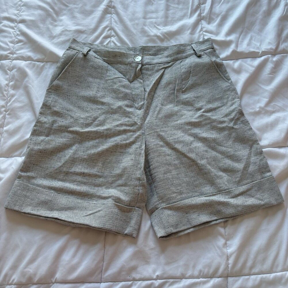 Etici‎ Womens Size XXL Linen Blend Bermuda Shorts Gray Made In Italy Pockets
